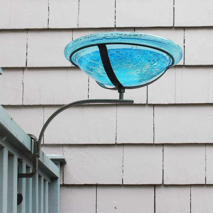 Crackle Glass Bird Bath 12